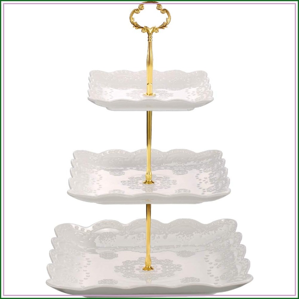 Cupcake Stand Tier - 3 Tier Porcelain Cupcake Stand, Square
