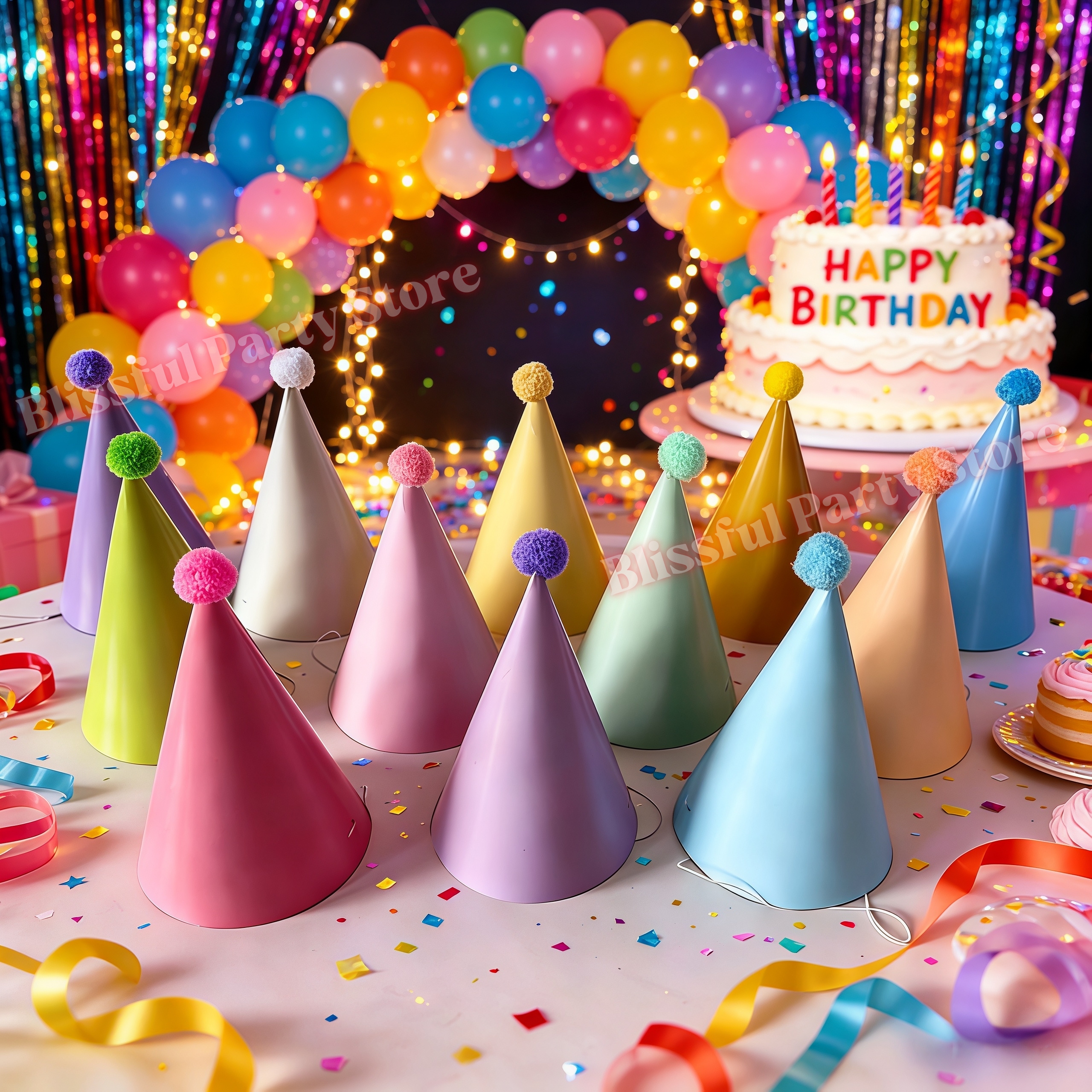 Colorful Birthday Party Hats M - đánh giá và giá Party Hat Cone