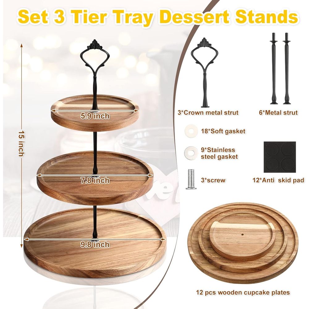 3 Set 3 Tier Wood Cupcake Stan - đánh giá và giá Cupcake Stand Tier