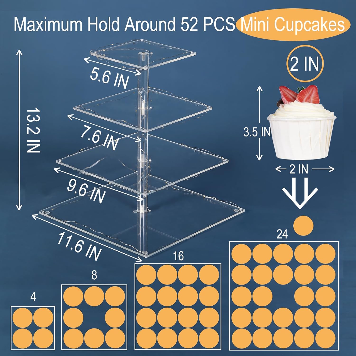 4 Tier Premium Acrylic Cupcake - đánh giá và giá Cupcake Stand Tier