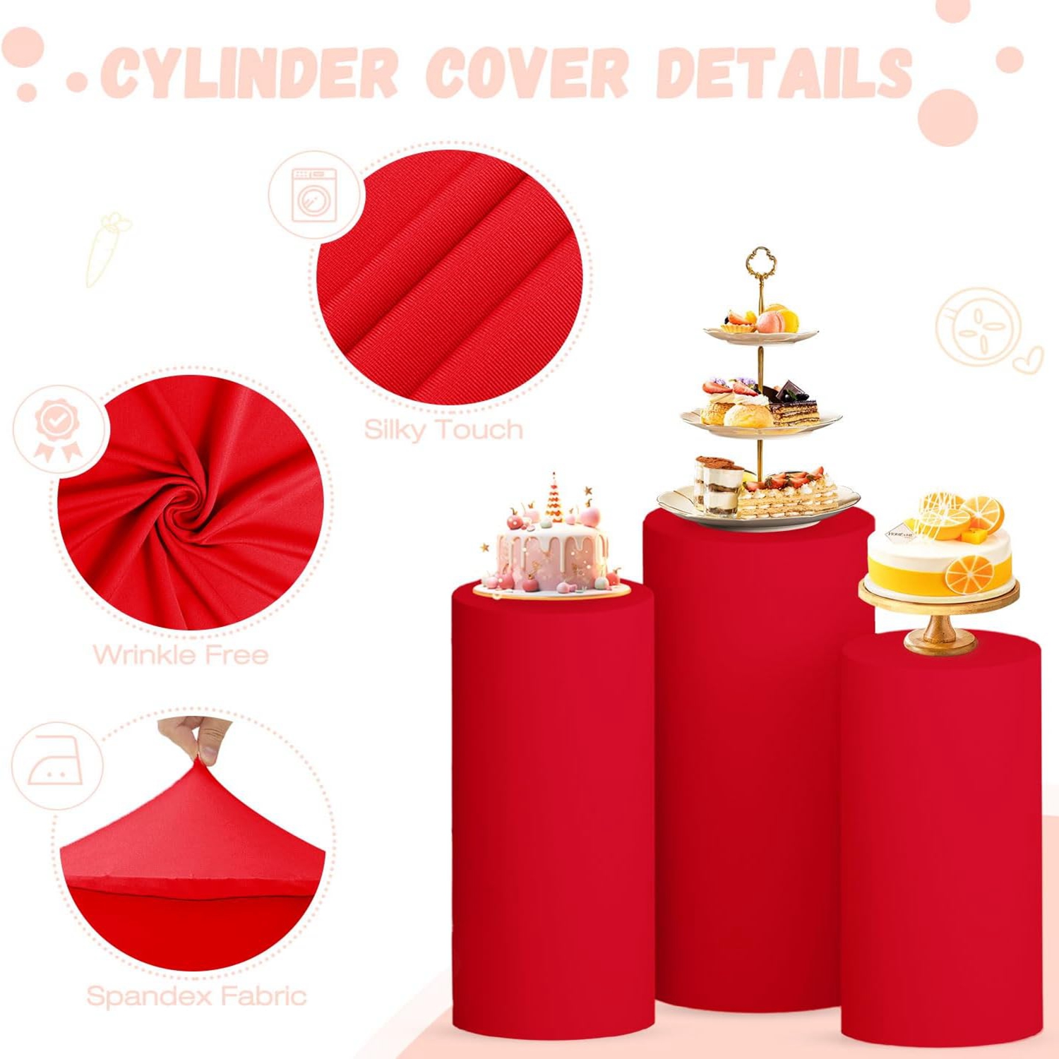 Yeele Red Cylinder Stand Cover - đánh giá và giá Dessert Table Backdrop