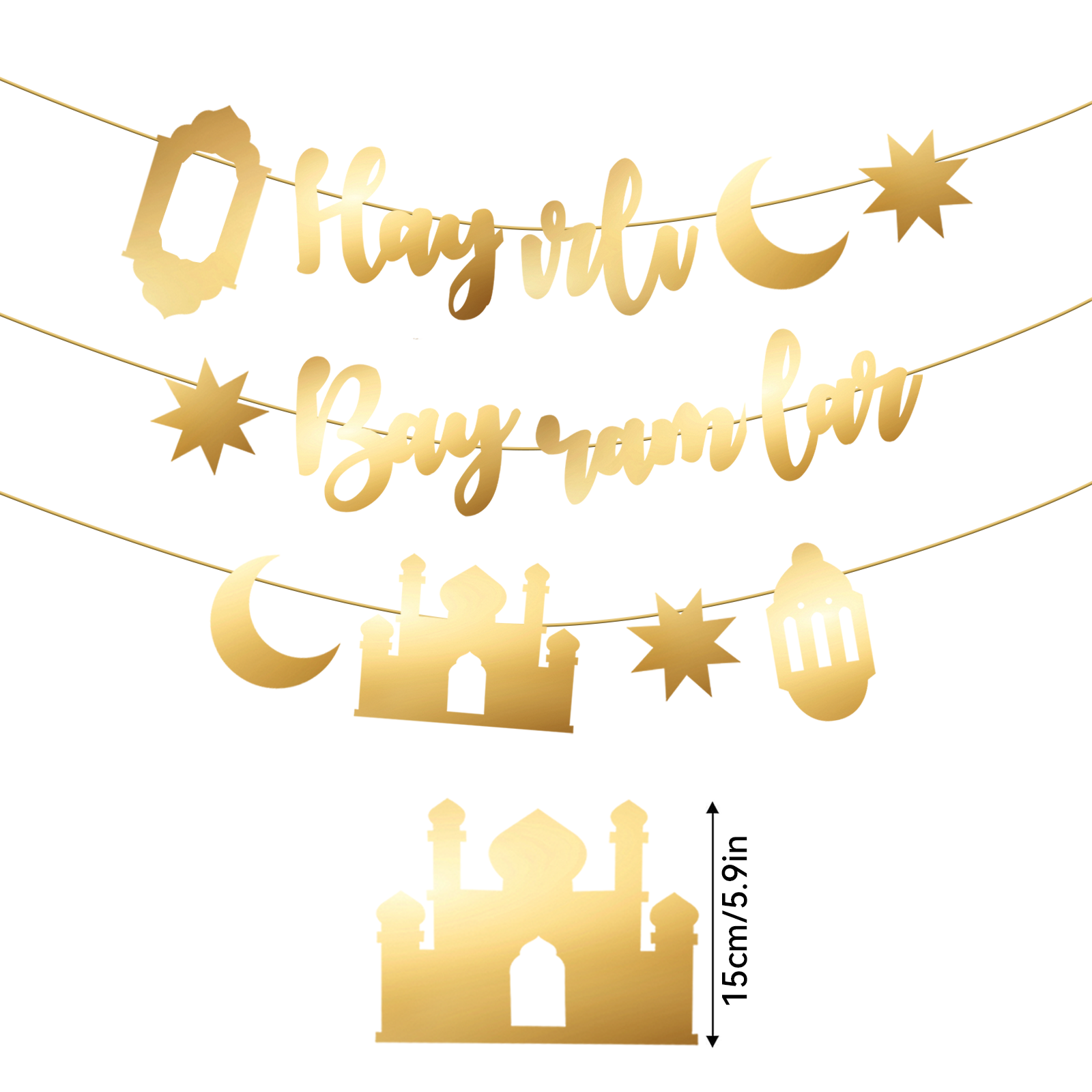 Hayirli Bayramlar Garland Deco - đánh giá và giá Party Banner Gold