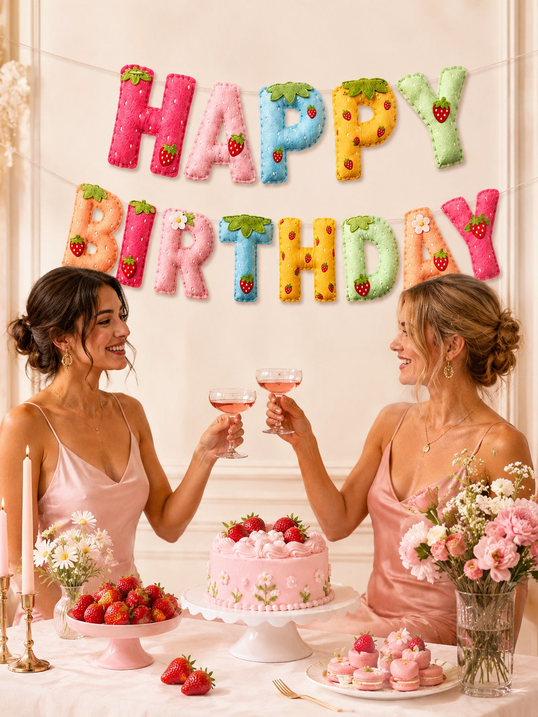 Strawberry Theme Happy Birthda - đánh giá và giá Dessert Table Backdrop