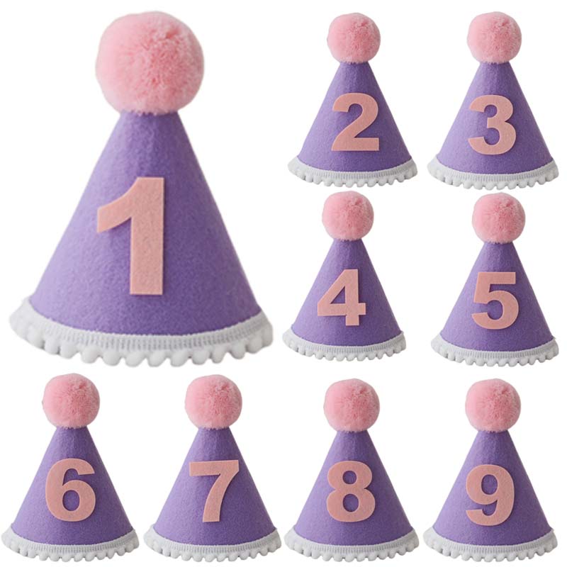 Purple Birthday Hat 1 2 3 4 5  - đánh giá và giá Party Hat Cone