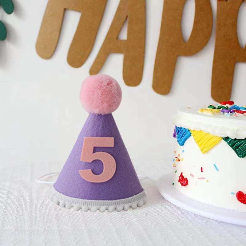Purple Birthday Hat 1 2 3 4 5  - đánh giá và giá Party Hat Cone