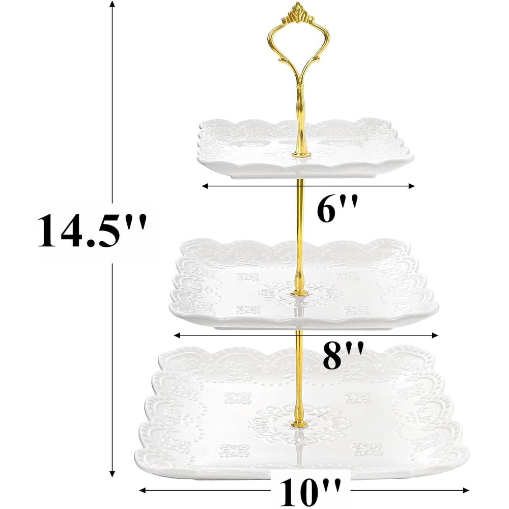 2 Pack 3-Tier White Ceramic Em - đánh giá và giá Cupcake Stand Tier