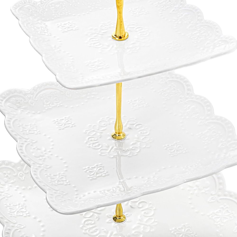 2 Pack 3-Tier White Ceramic Em - đánh giá và giá Cupcake Stand Tier