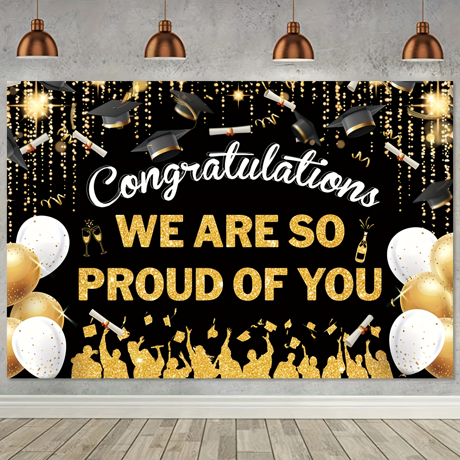 2D FlatGraduation Party Banner - đánh giá và giá Party Banner Gold