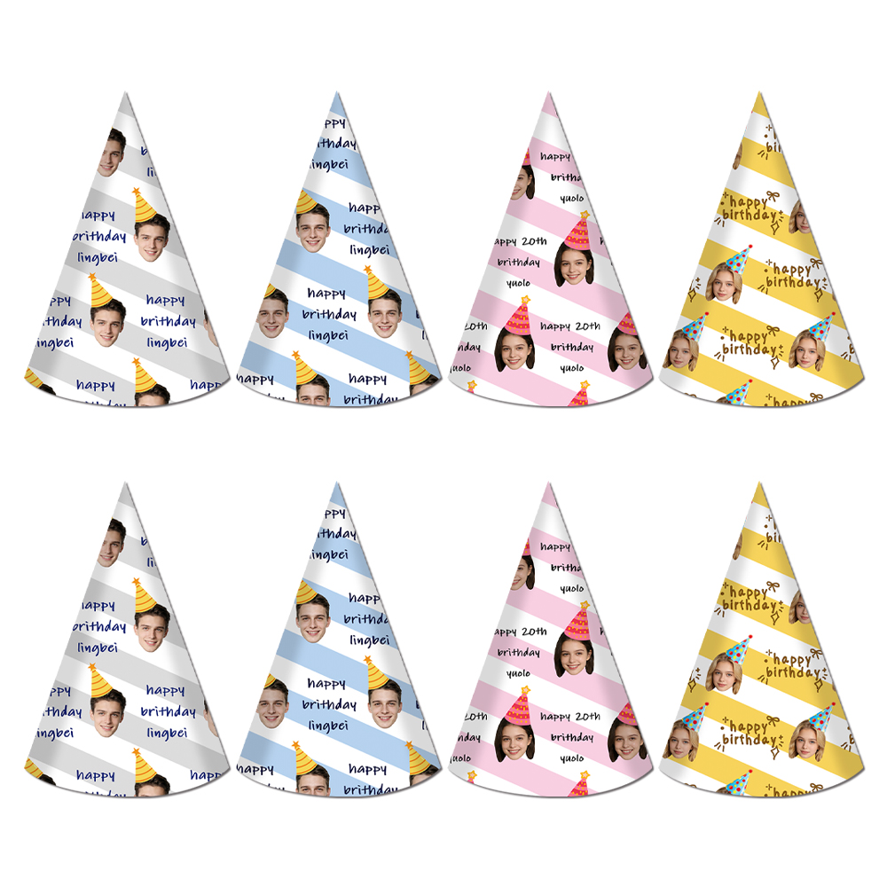 8pcs Custom Text and Photo Fac - đánh giá và giá Party Hat Cone