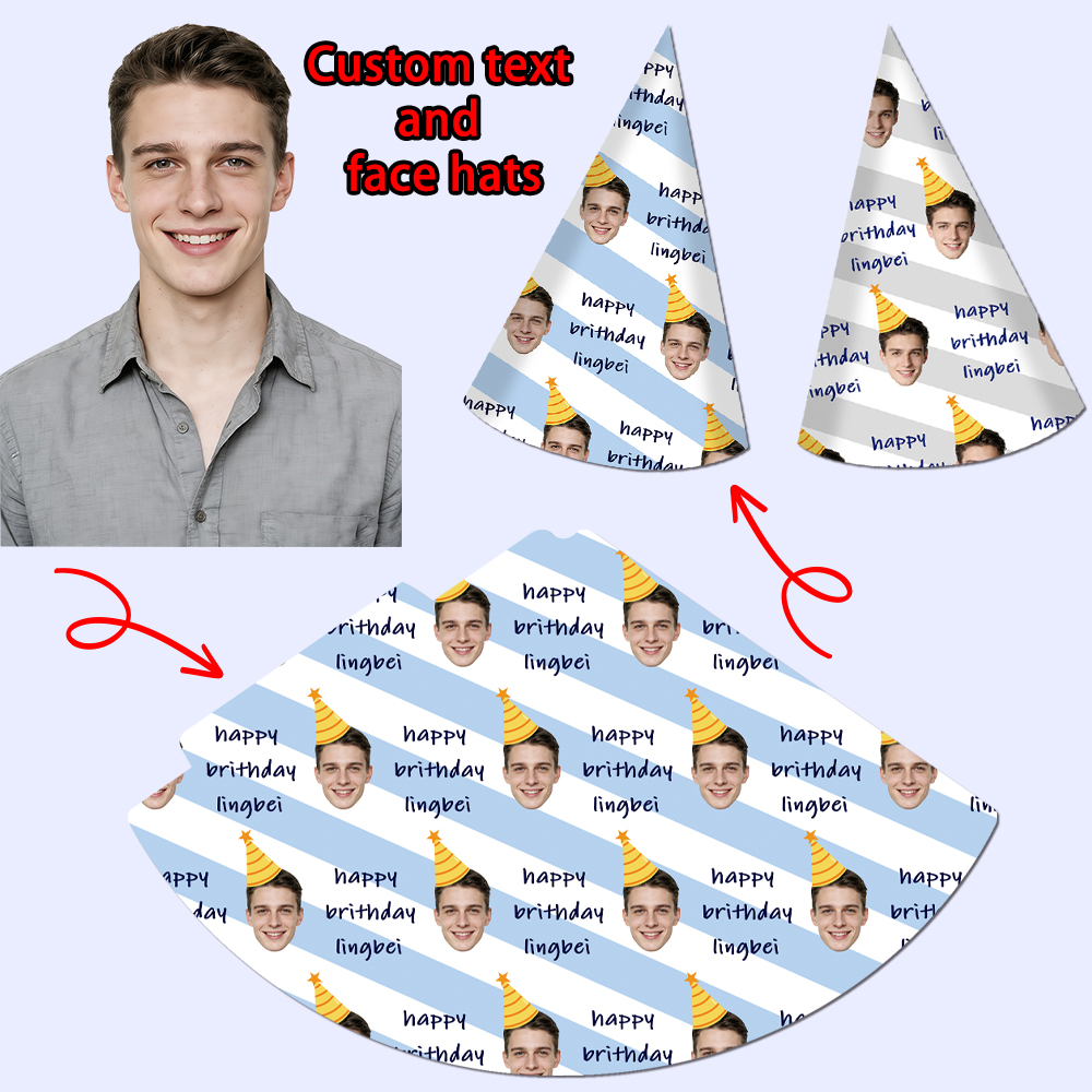 8pcs Custom Text and Photo Fac - đánh giá và giá Party Hat Cone