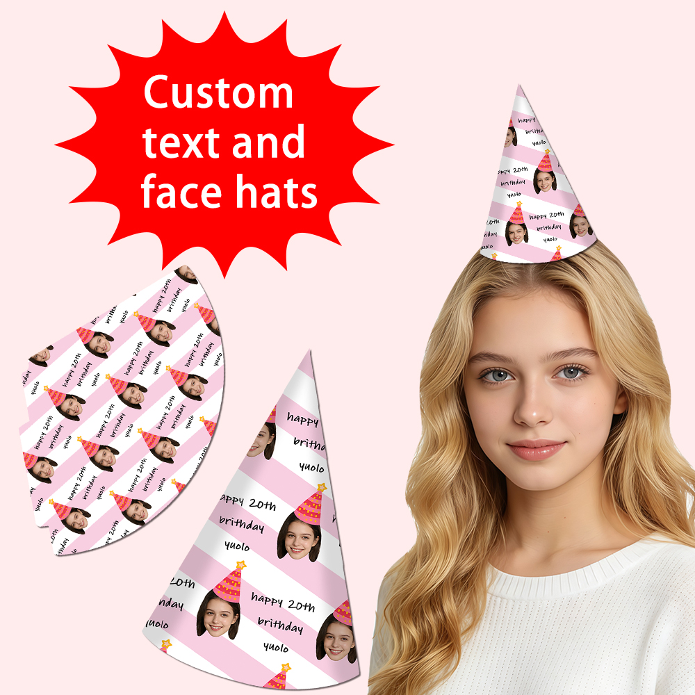 8pcs Custom Text and Photo Fac - đánh giá và giá Party Hat Cone