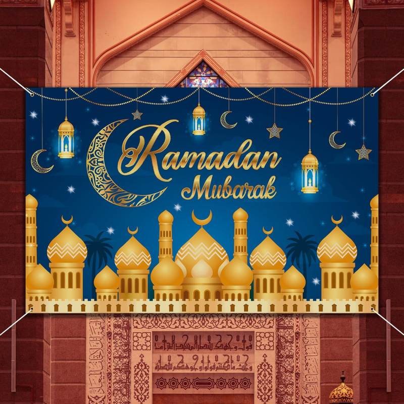 VIKAMA Ramadan Mubarak Blue Go - đánh giá và giá Party Banner Gold