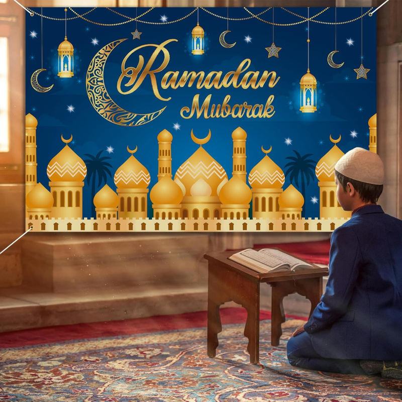 VIKAMA Ramadan Mubarak Blue Go - đánh giá và giá Party Banner Gold