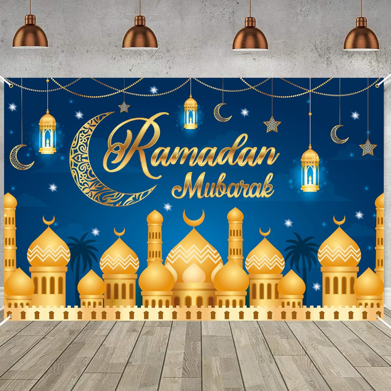 VIKAMA Ramadan Mubarak Blue Go - đánh giá và giá Party Banner Gold