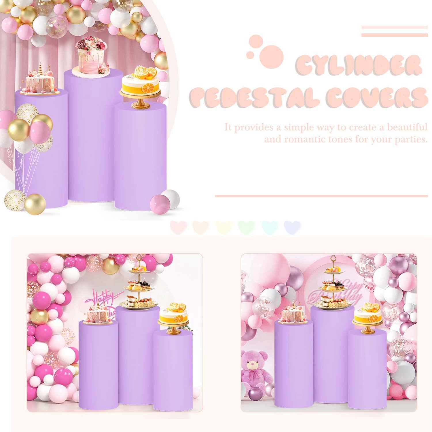 Yeele Purple Cylinder Stand Co - đánh giá và giá Dessert Table Backdrop