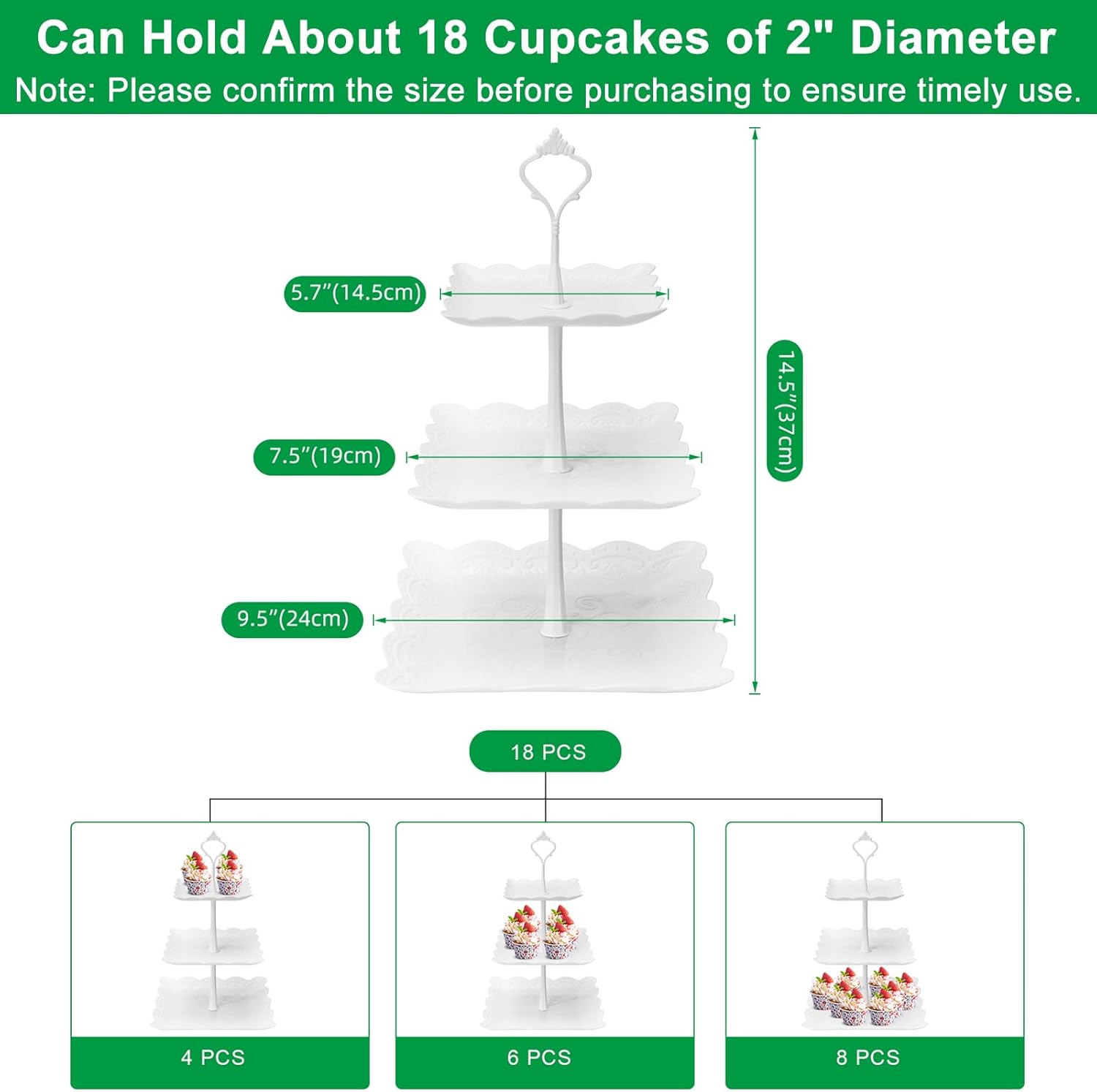 3 Tier Cupcake Stand, Plastic  - đánh giá và giá Cupcake Stand Tier