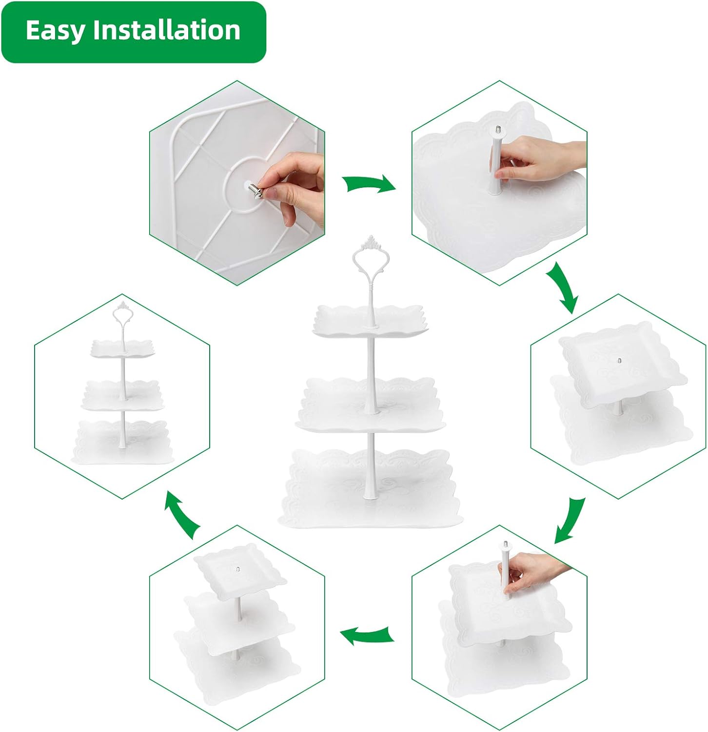 3 Tier Cupcake Stand, Plastic  - đánh giá và giá Cupcake Stand Tier