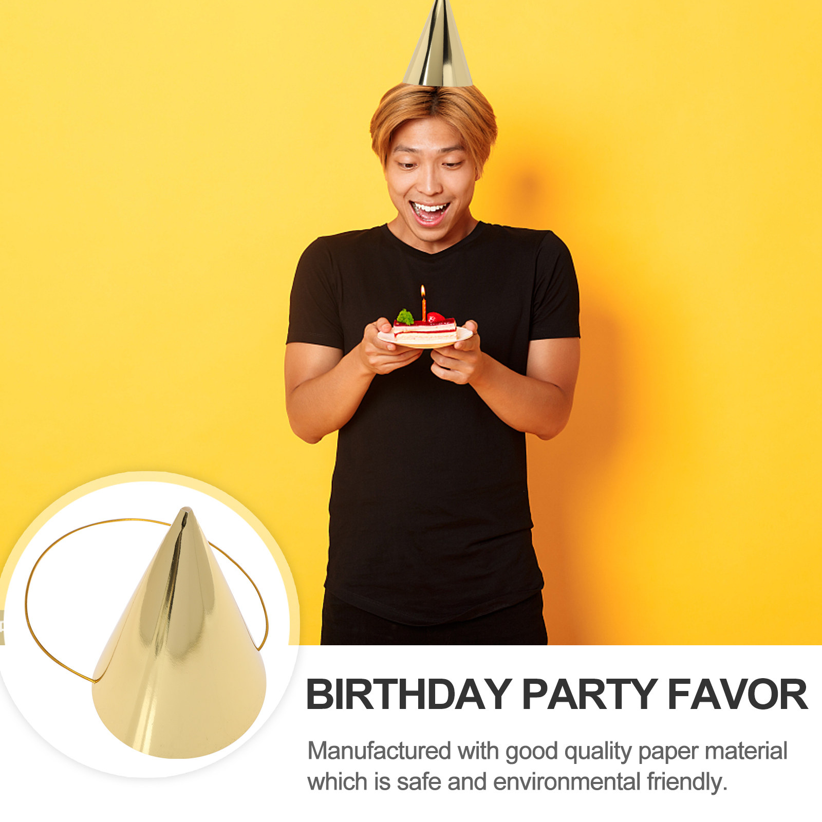 8Pcs Birthday Party Hats Gold  - đánh giá và giá Party Hat Cone