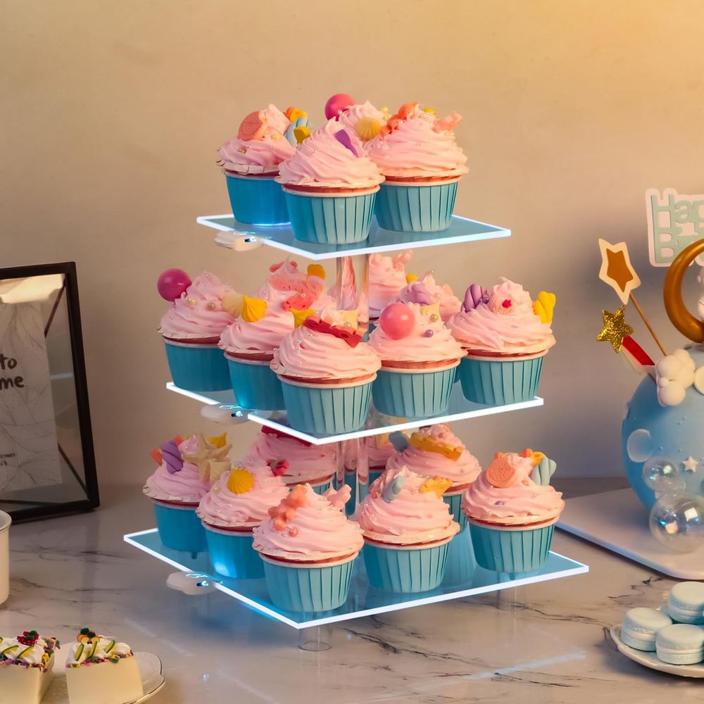 3-Tier Acrylic Cupcake Tower w - đánh giá và giá Cupcake Stand Tier