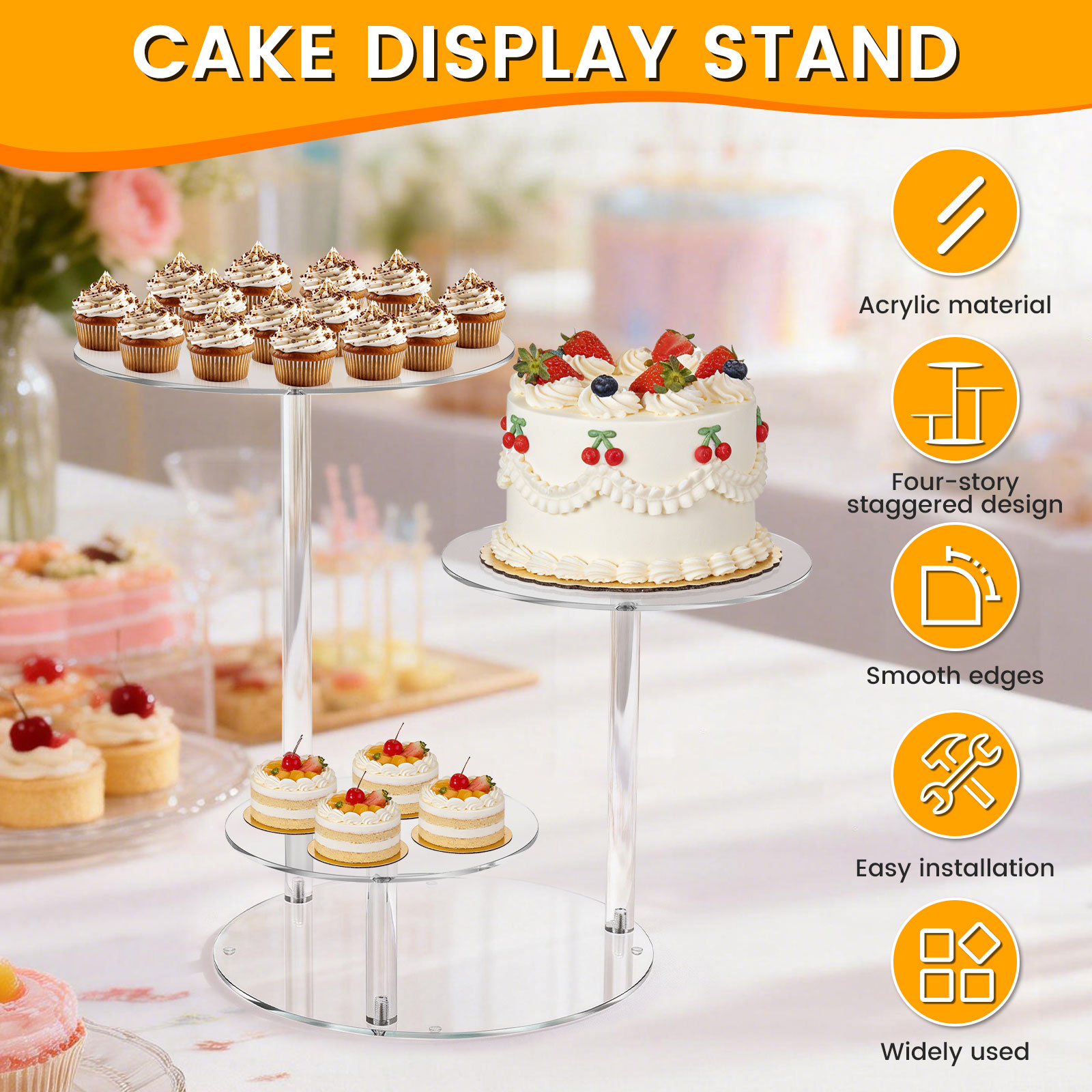 4 Tier Cake Stand Acrylic Tran - đánh giá và giá Cupcake Stand Tier