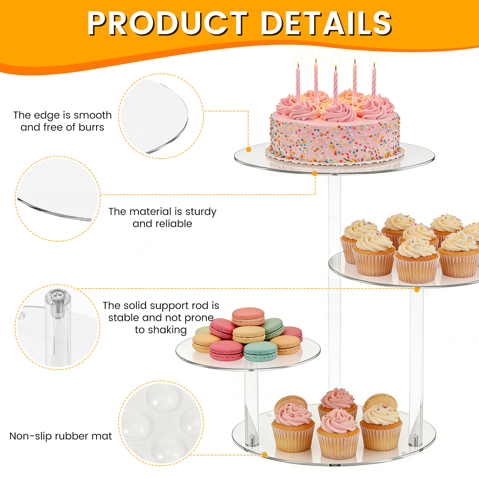 4 Tier Cake Stand Acrylic Tran - đánh giá và giá Cupcake Stand Tier