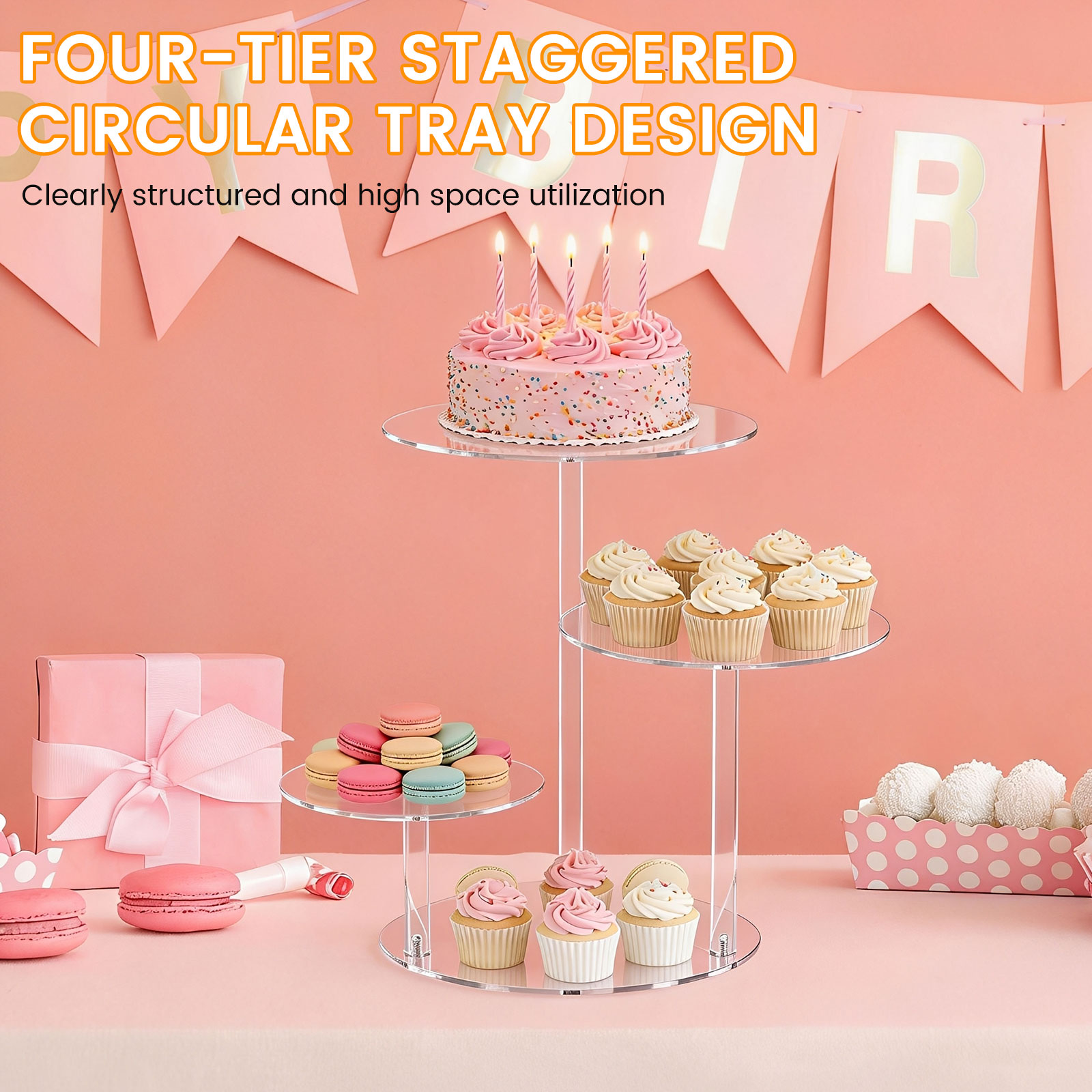 4 Tier Cake Stand Acrylic Tran - đánh giá và giá Cupcake Stand Tier