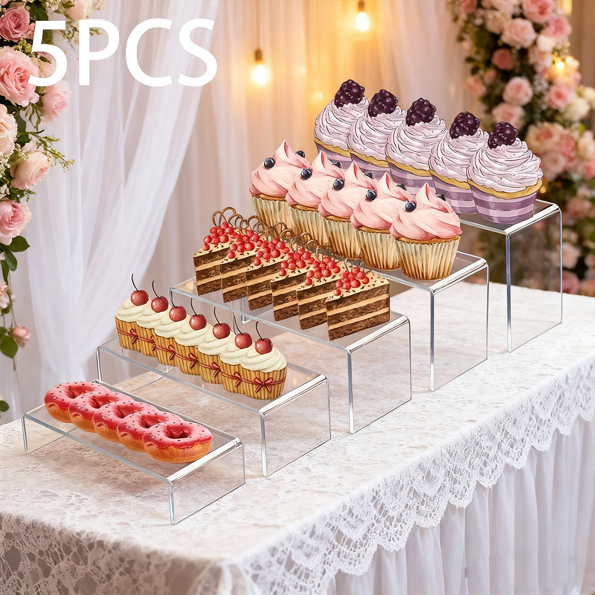5pcs Acrylic Dessert Display S - đánh giá và giá Cupcake Stand Tier