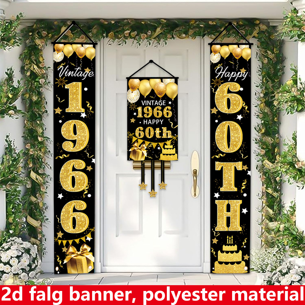 2D Flat 3-Piece 60th Birthday  - đánh giá và giá Party Banner Gold
