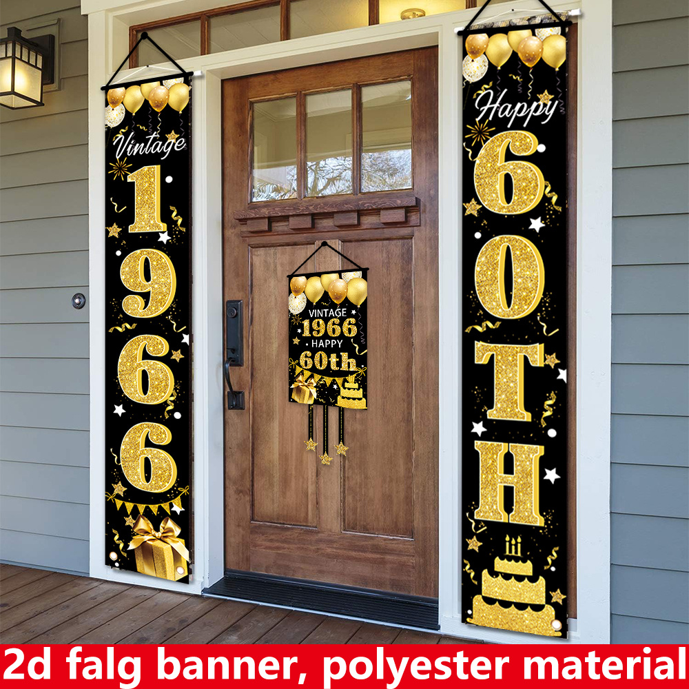 2D Flat 3-Piece 60th Birthday  - đánh giá và giá Party Banner Gold