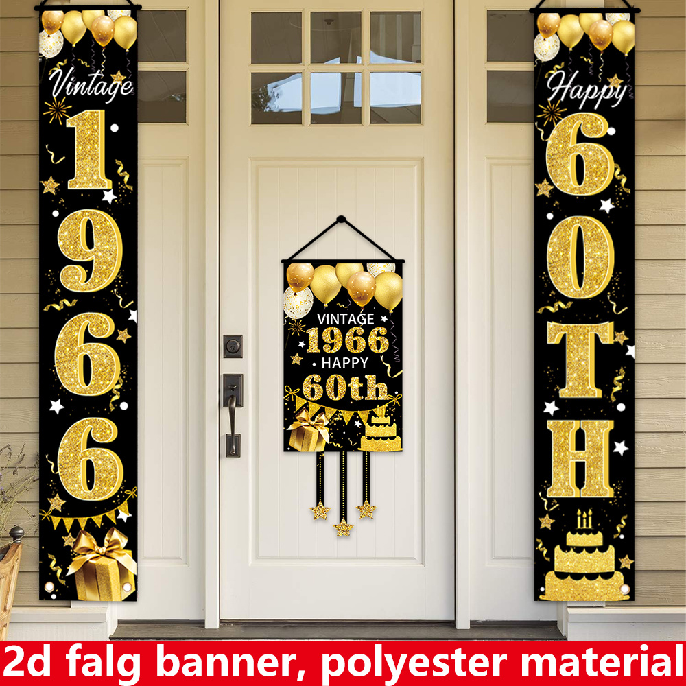 2D Flat 3-Piece 60th Birthday  - đánh giá và giá Party Banner Gold