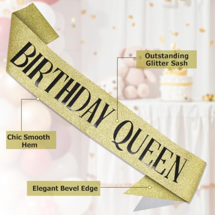 Birthday Queen Sash Glitter Go - đánh giá và giá Birthday Sash Glitter