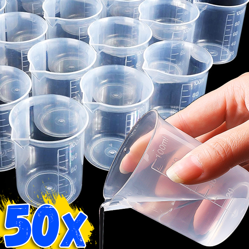 1/50pcs 100ML Plastic Measurin - đánh giá và giá Plastic Cup 50Pcs