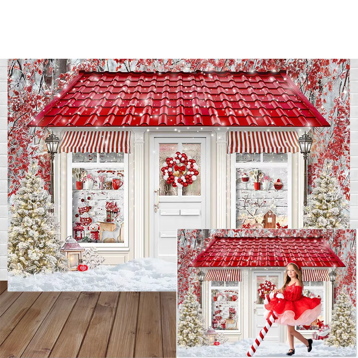 Winter Christmas Window Backgr - đánh giá và giá Party Event Supply Store