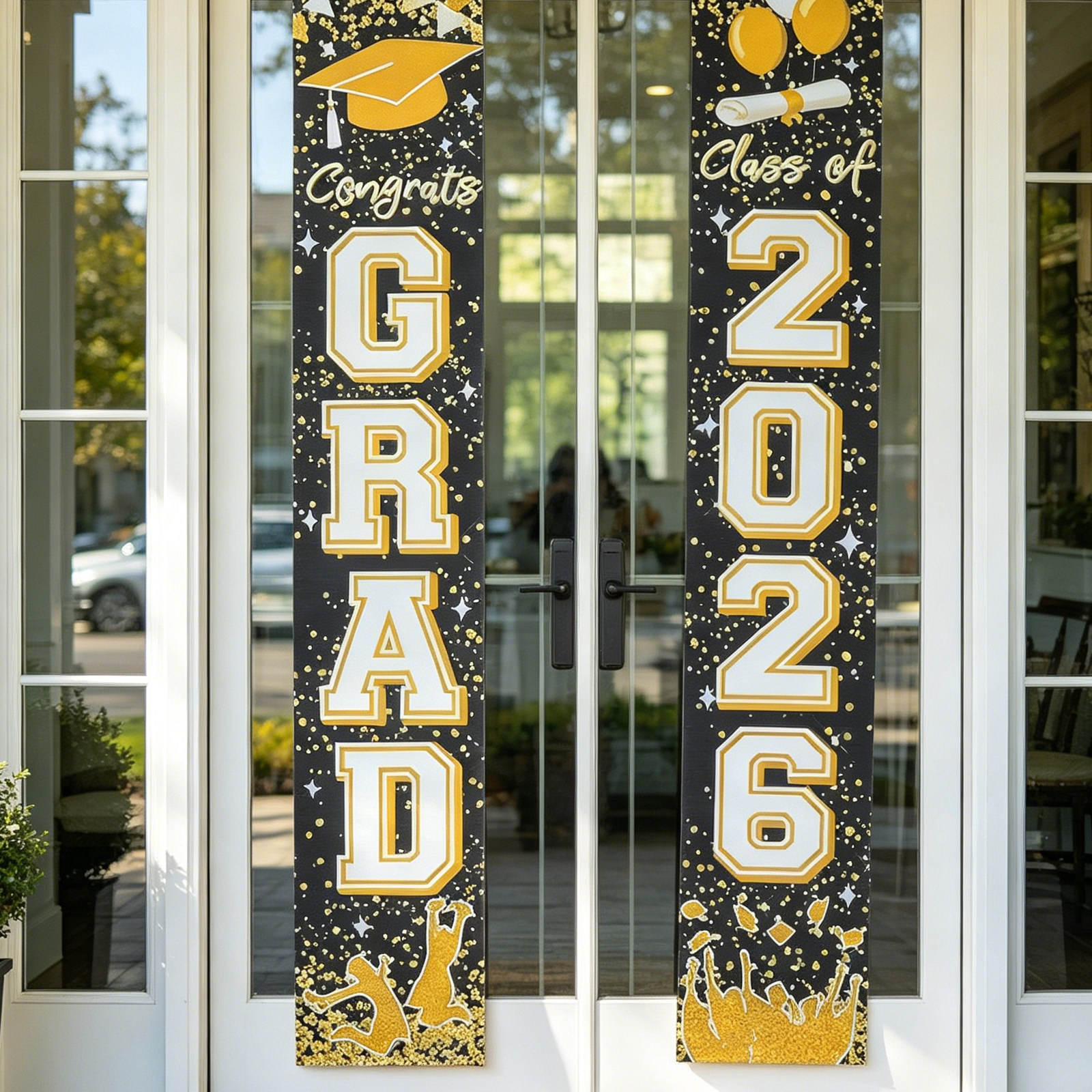 1Pair Graduation Door Couplets - đánh giá và giá Party Banner Gold