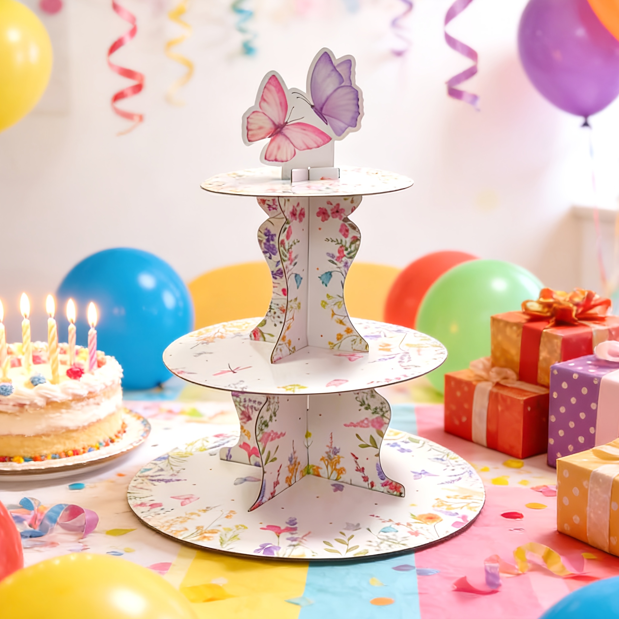 3-Tier Wildflower Butterfly Ca - đánh giá và giá Cupcake Stand Tier