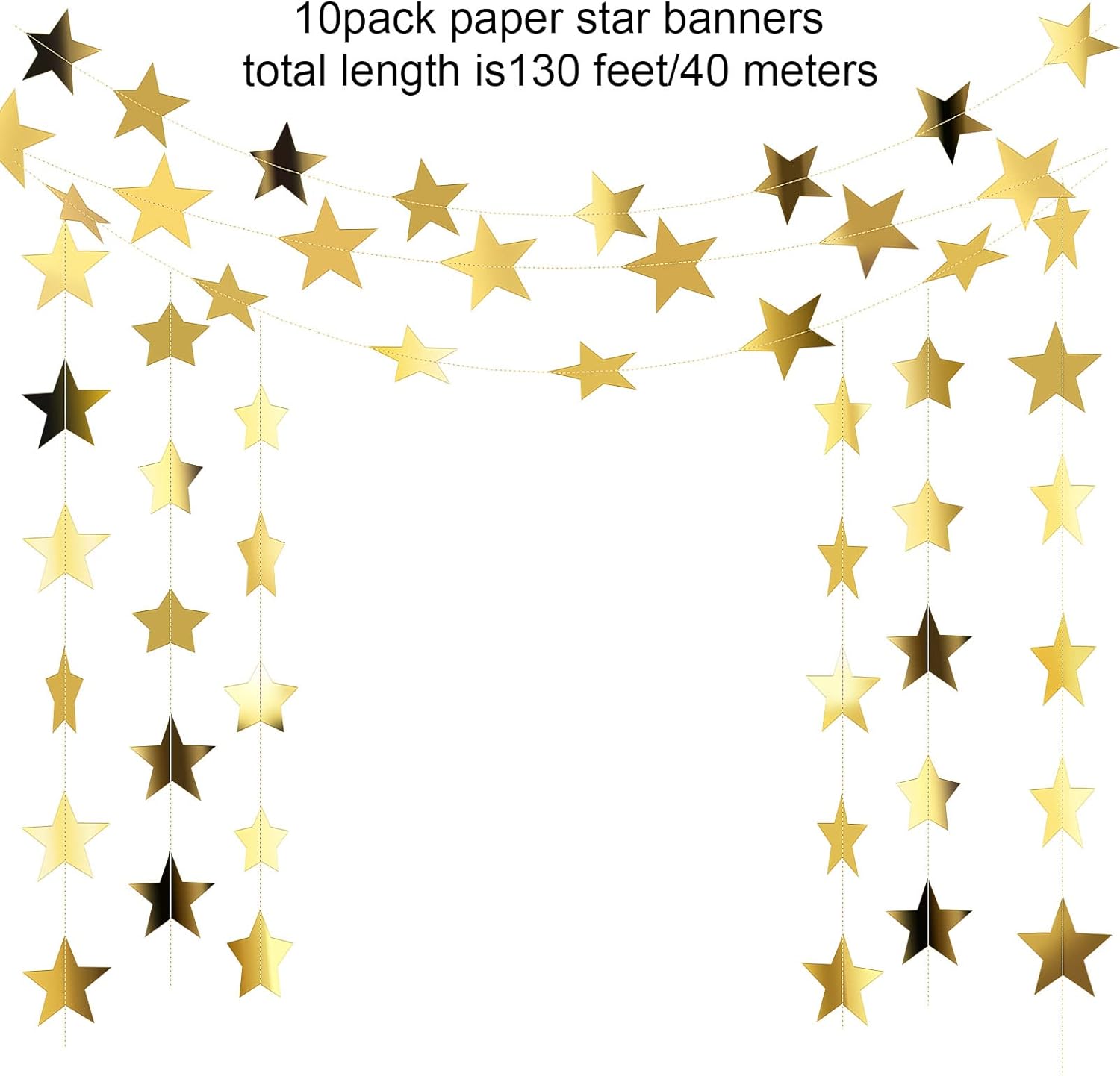 130ft Star Garland Banner for  - đánh giá và giá Party Banner Gold
